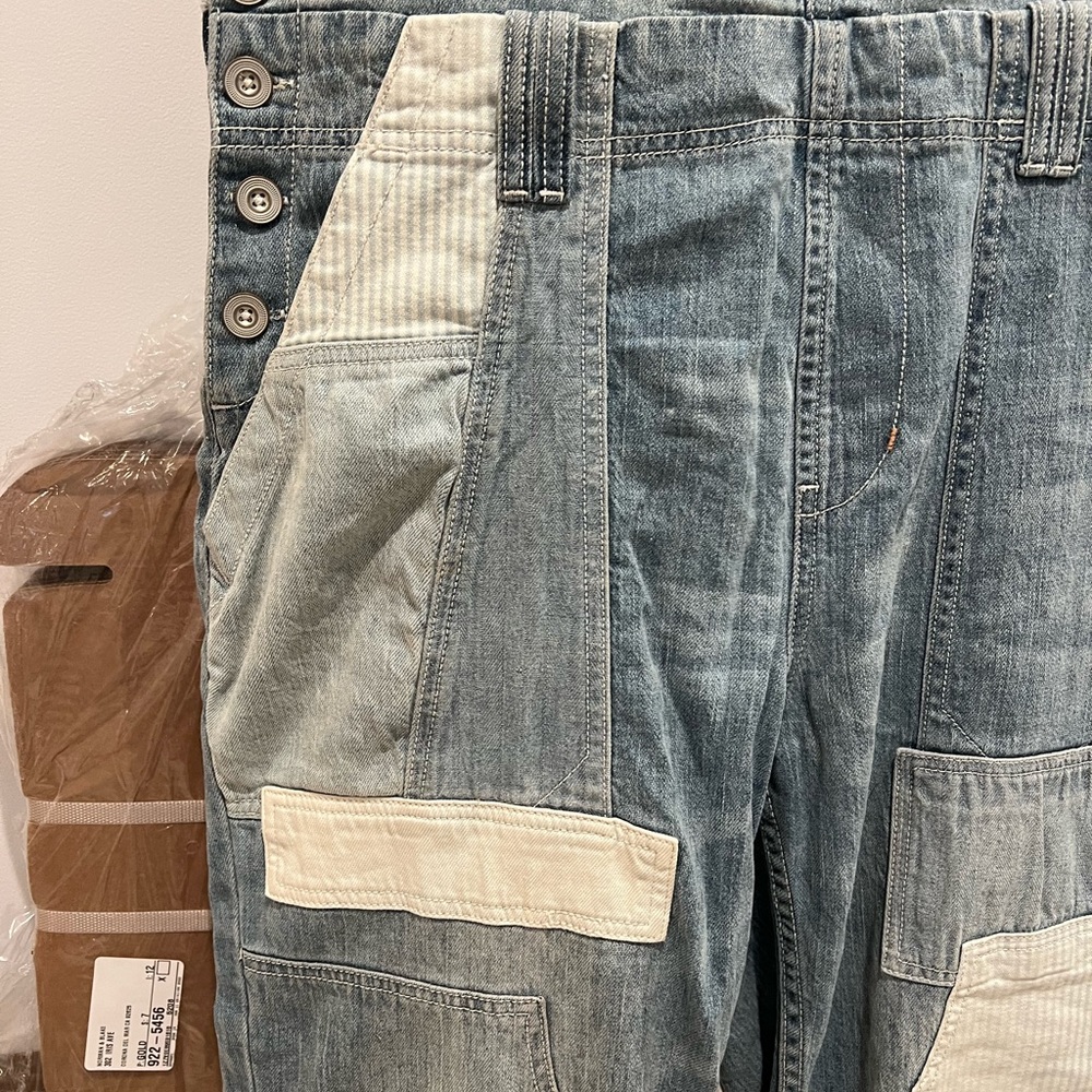 Anthropologie patchwork denim overalls